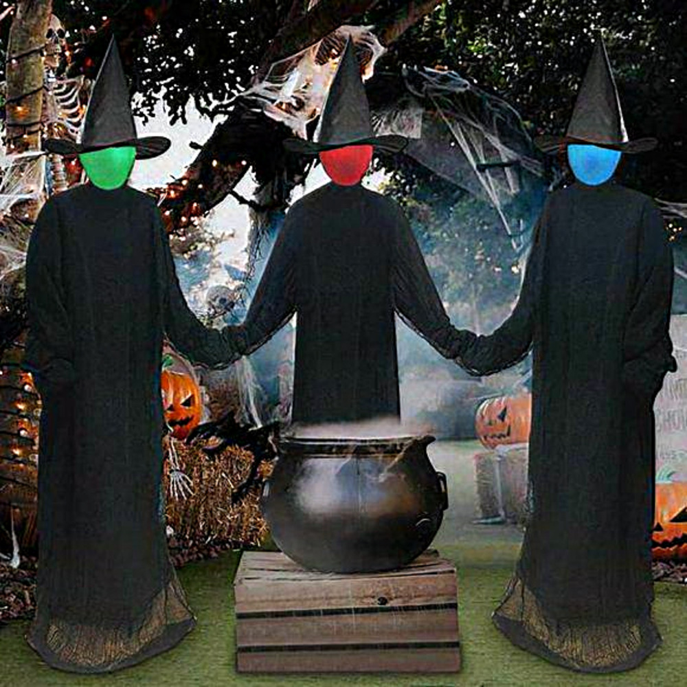 Set of 3 Large‎ Light Up Holding Hands Screaming Witches Sound-Activated Sensor